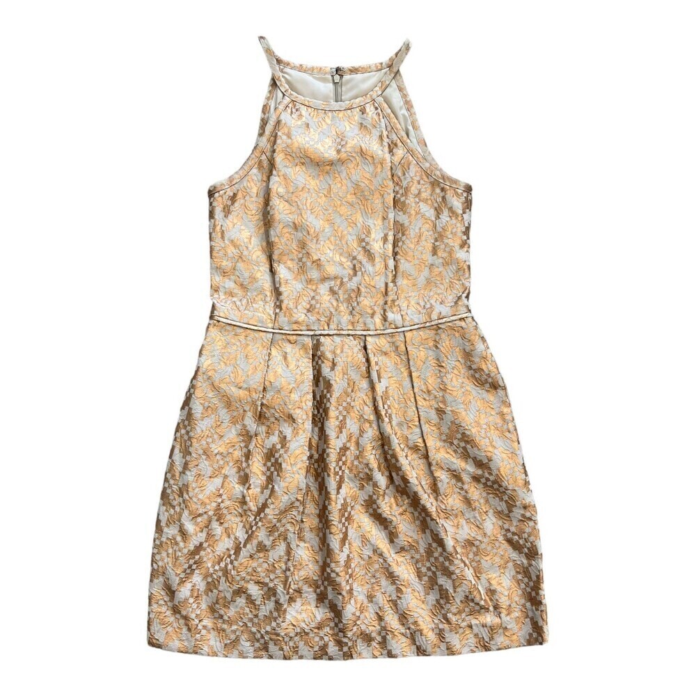 Rachel Roy Gold Foil Mini Halter Dress M
